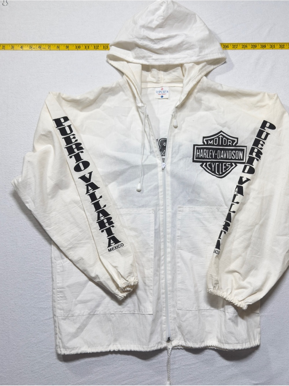 Harley-Davidson Puerto Vallarta White Zip-Up Hooded Jacket vintage